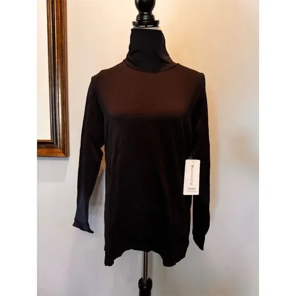 Athleta Women's 1X Black Long Sleeve Turtleneck Top Casual NWT - Picture 2 of 13